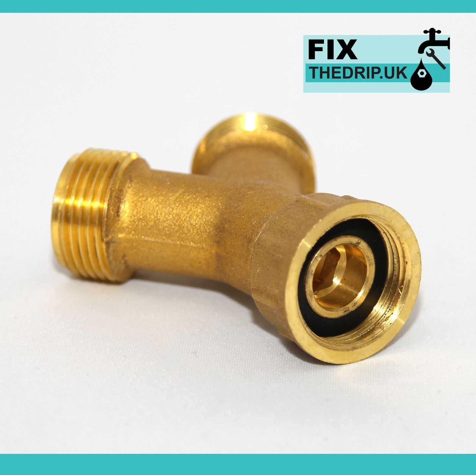Brass Washing Machine Y Piece - Union Type - 2 Way Splitter - 3/4 Inch BSP