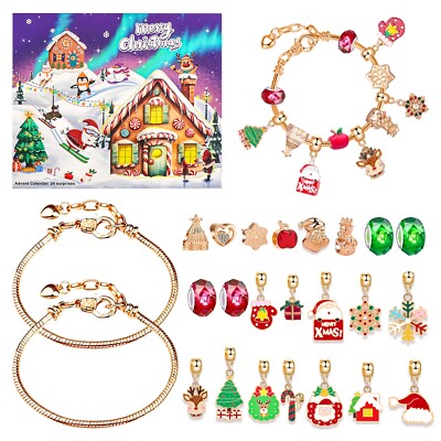 Christmas Advent Calendar Bracelet, 24 Days Xmas Countdown, DIY Jewelry Kit Gift
