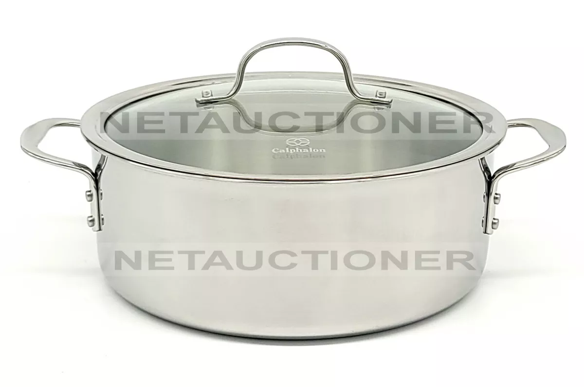 New CALPHALON 3-Ply Stainless Steel 5Qt Stockpot Dutch Oven with