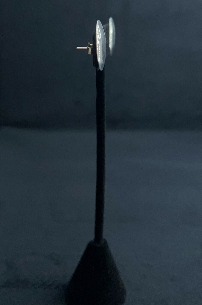 Simple Round Flush Sterling Silver Stud Earrings - image 4