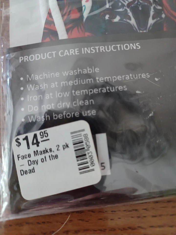 ReUsable Face Masks "Day Of The Dead" 💀🌹2-Pack 100% Polyester NIP Primeware  - Image 4 of 4