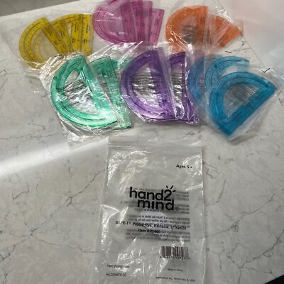 Hand2mind 75666 Plastic Rainbow 6-inch 180° Safe T-Protractors Set of 24 Ages 5+