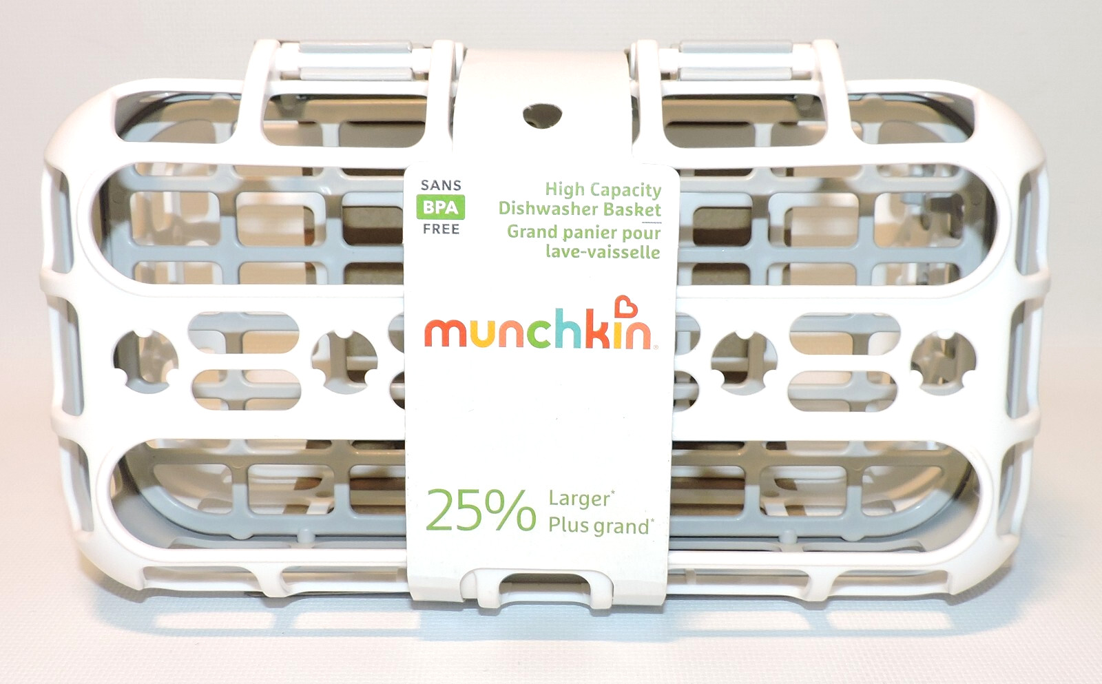 Munchkin High Capacity Dishwasher Basket White & Gray, 25% LARGER, BPA Free, NEW