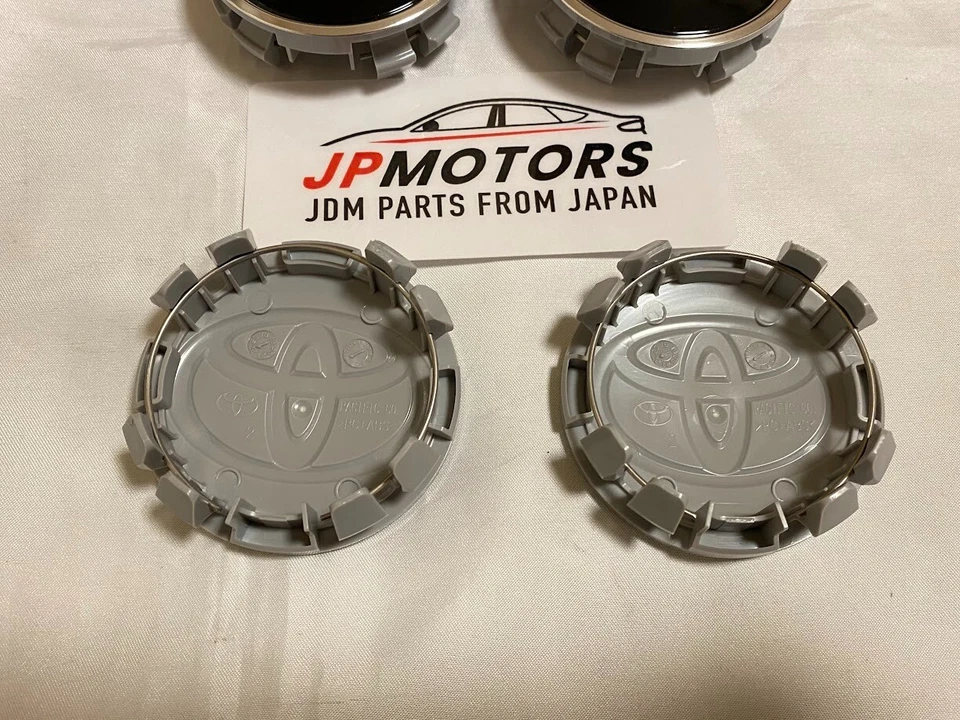 Juego de 4 tapas centrales de rueda genuinas TOYOTA negras/plateadas 60 mm 42603-42130 OEM Foto 4 de 4