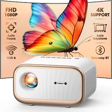 Mini Projector with WiFi and Two-way Bluetooth, VIZONY Native 1080P Projector 4k