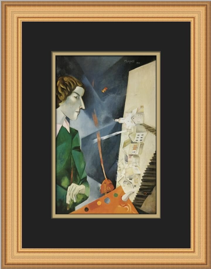 Marc Chagall Self-Portrait with Palette Custom Framed Print