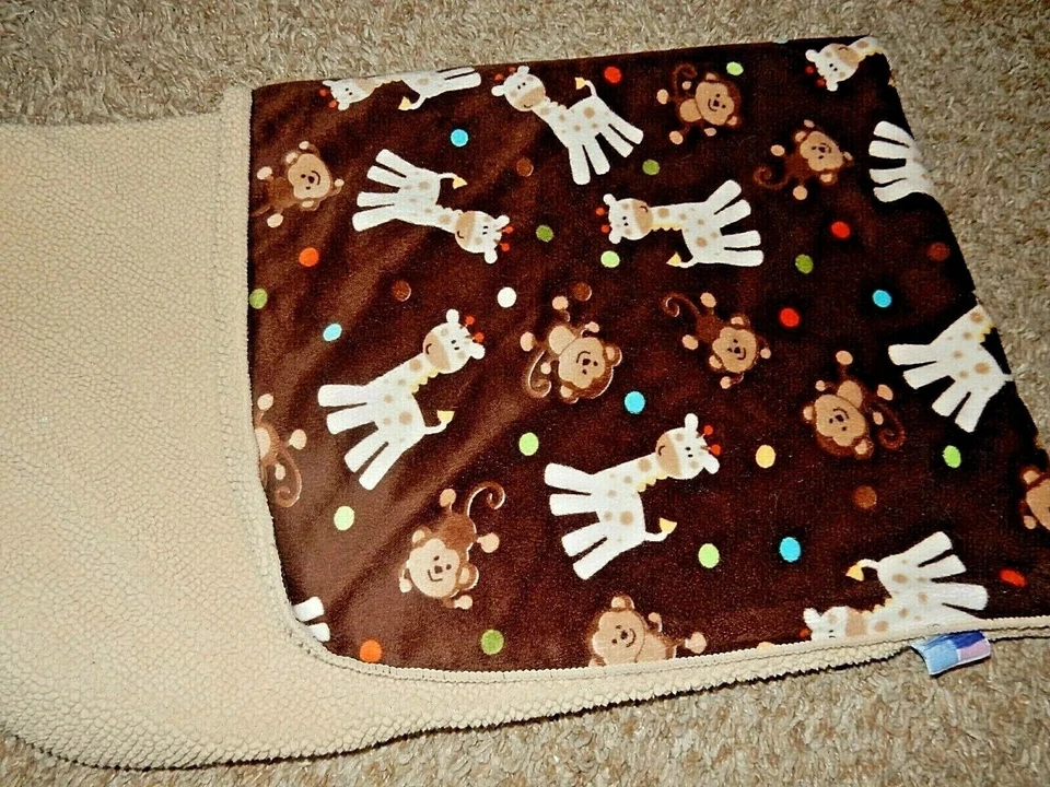 Manta edredón 1D recién nacido jirafa mono lunares terciopelo sherpa bebé cuna Foto 2 de 4