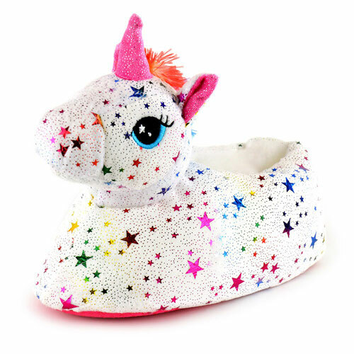 BNWT Girls Star Unicorn Hot Water Bottle Slippers Shoe Size 9-3UK Christmas Gift - Picture 8 of 14