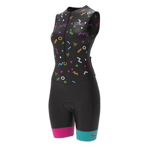 Women Sleeveless Suit Cycling Running Compression Tri Skinsuit Gel Padded - Picture 14 of 25