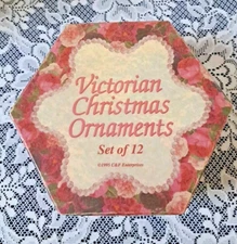 Victorian Christmas  Ornaments w/Box Set of 12 C&F Enterprises 1995 Pre-Owned