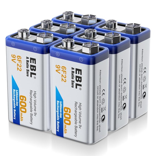 600mAh 9V 6F22 Li-Ion Rechargeable Batteries/ 2 Slots 9 Volt Battery Charger Lot - Picture 2 of 11