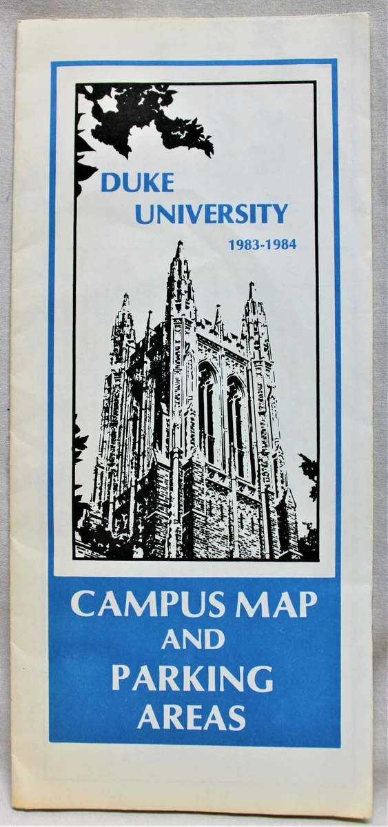 DUKE UNIVERSITY DURHAM NORTH CAROLINA CAMPUS MAP & PARKING BROCHURE 1983  VINTAGE