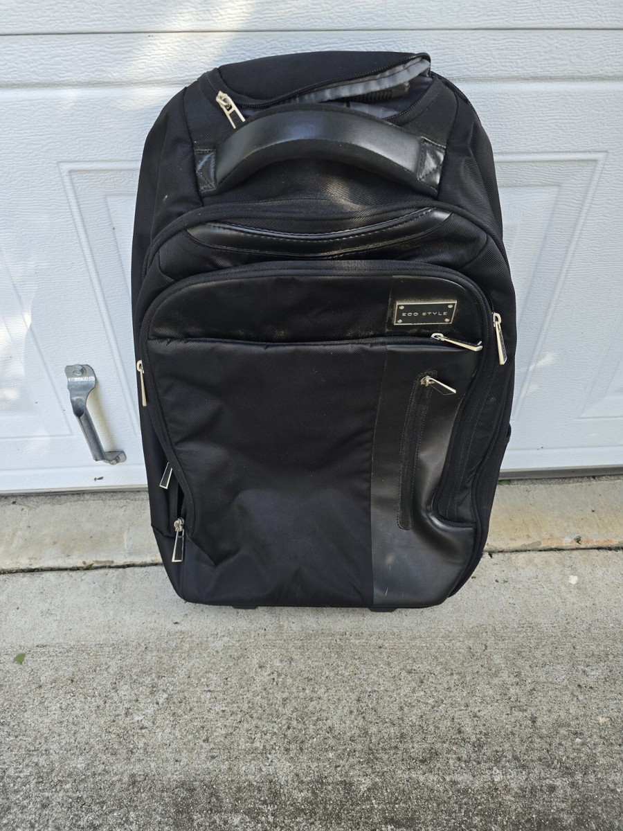Eco Style Rolling Laptop Backpack - TEC EXEC Travel Case With Shoulder Strap, Polyester