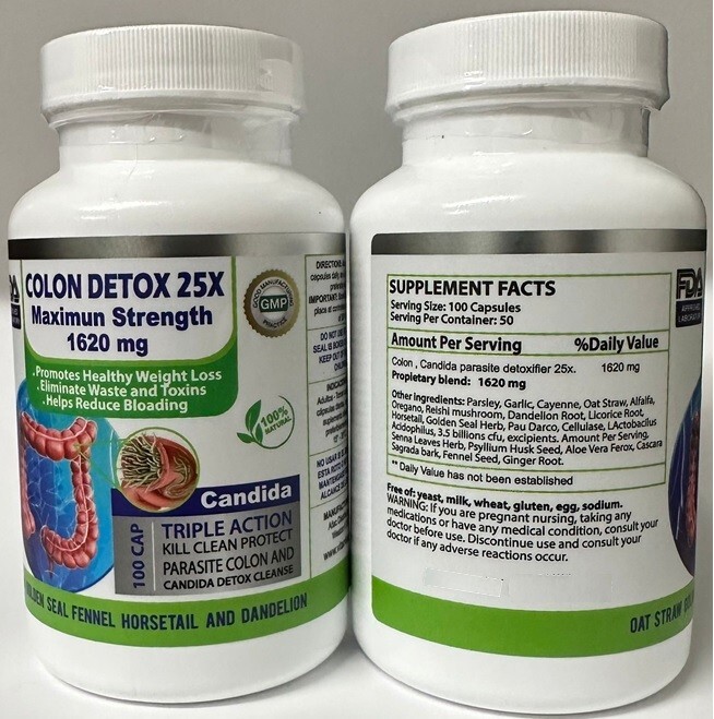 100 Ct Detox Colon Cleanse Pills – Max Strength Body Cleanser for