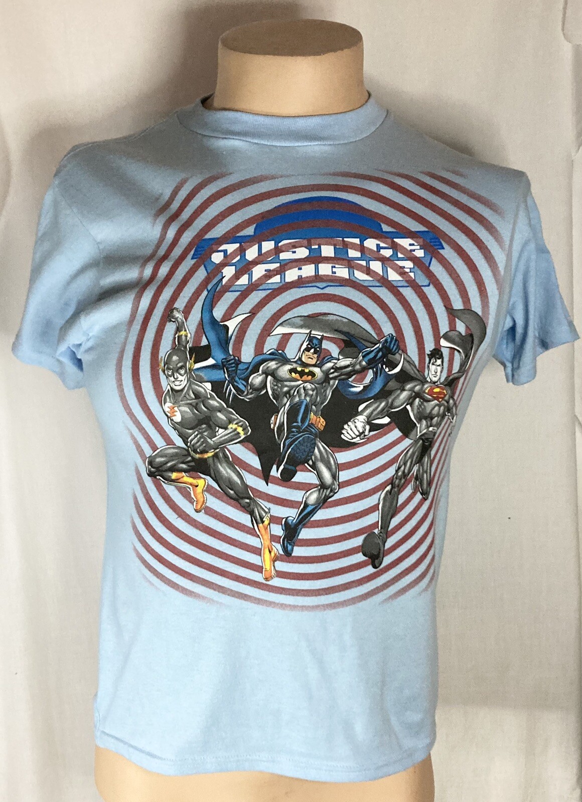 Camiseta Grande de la Liga de la Justicia Niños Jóvenes 7/8 Licencia DC Cómic Azul Batman Flash