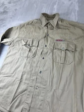 Paul Smith Cotton Twill Button Up Shirt Size 16.5/42 Beige MADE IN ENGLAND VTG