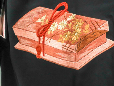 Japanese Black Haori Embroidery Box Letter eb-439 | eBay