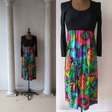 Vintage Sixties empire waist maxi floral dress sixties 28 waist