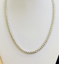 18k Solid White Gold Facet Cut Franco Chain Necklace 22Inches 57.6Grams