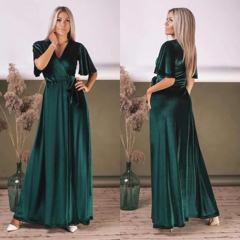 emerald green velvet bridesmaid dresses Places To Order Green Bridesmaid Dresses New Arrivals square neck gown. Emerald Green Velvet Bridesmaids Dress