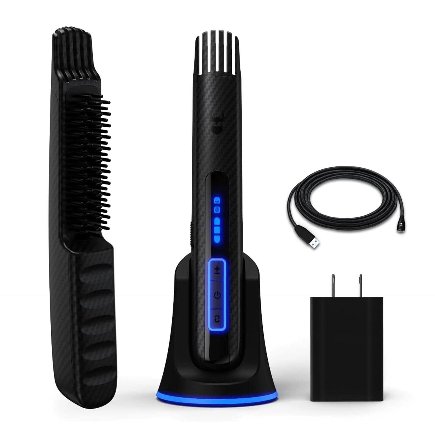 Carbon X - Heated Beard Brush + Beard Straightener for Men - Cordless Beard