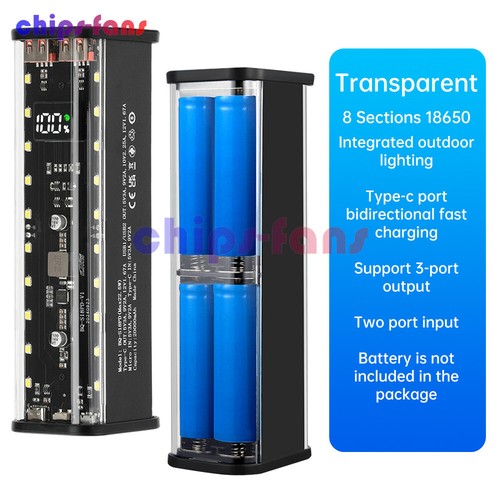 Transparent 8x18650 Battery Box DIY Kit Fast Charging Mobile Power Bank Case - 第 5/26 張圖片