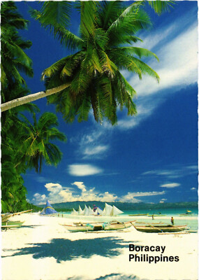 PC PHILIPPINES, BORACAY BEACH SCENE, Modern Postcard (b60424)