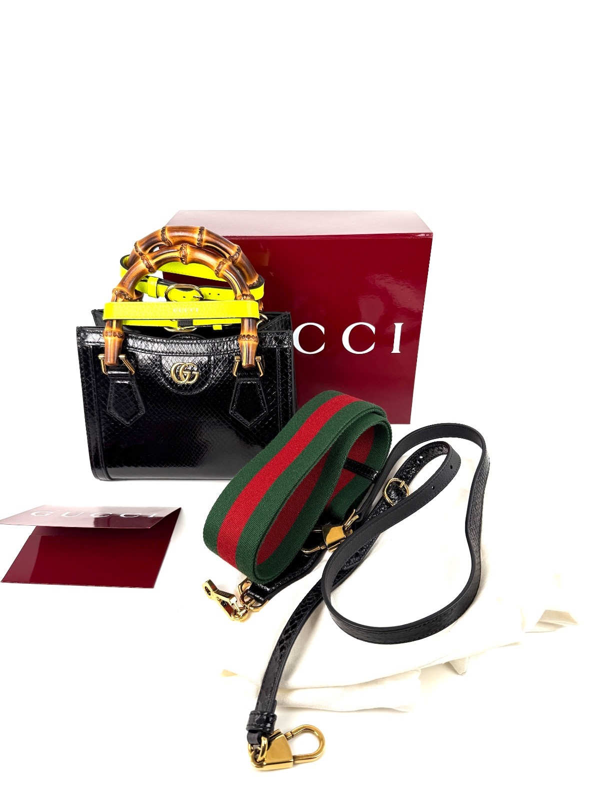 GUCCI Python Snakeskin Small Diana Bamboo Handle … - image 3