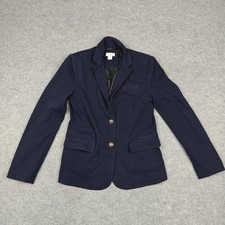 J Crew Blazer Womens 0 Blue Stretch Ponte Two Button Lined Jacket Workwear