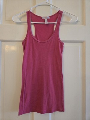 Women's Junior's Size Small Ambiance Apparel Pink Ribbed Tank Top Sleeveless...