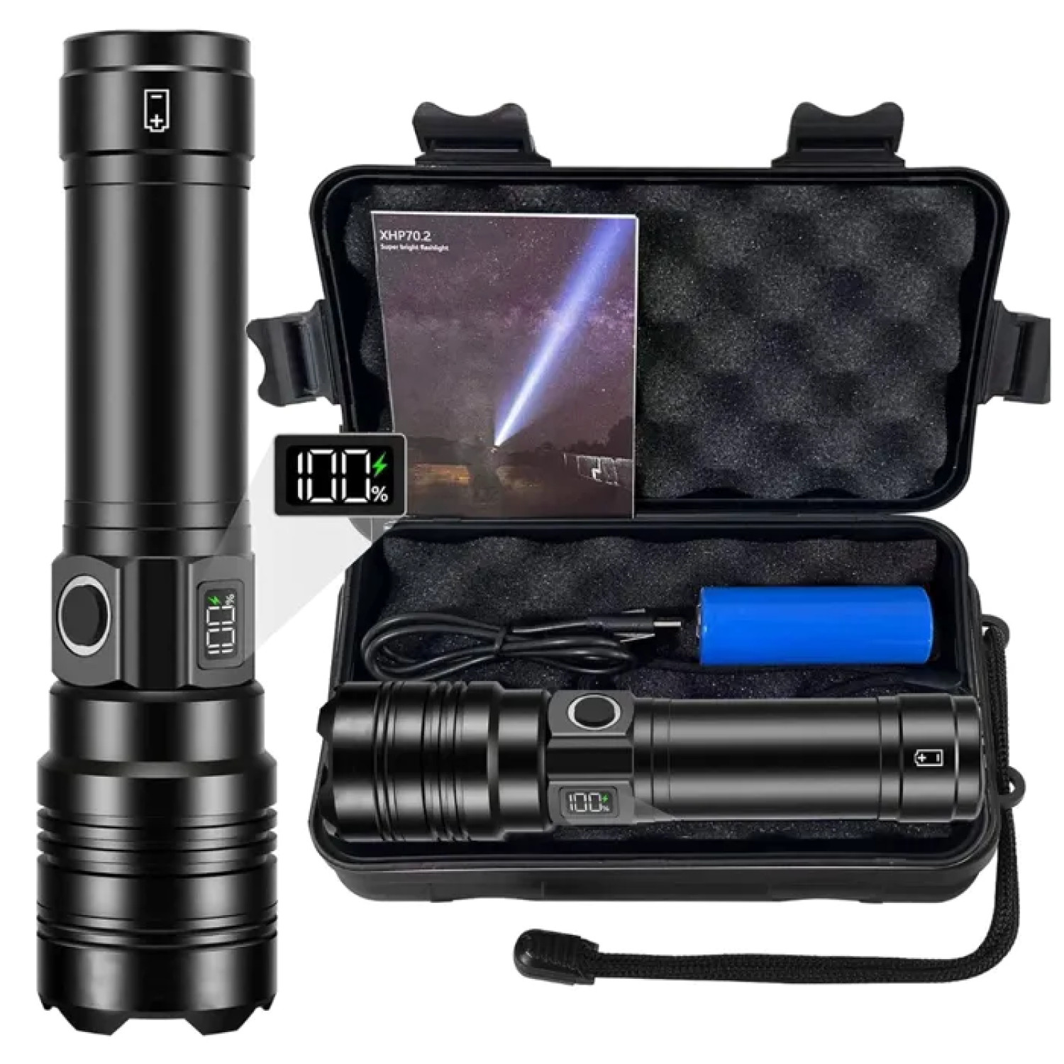 Lampe torche LED 50000 lumens robuste antichoc pour la sécurité et les pannes de courant