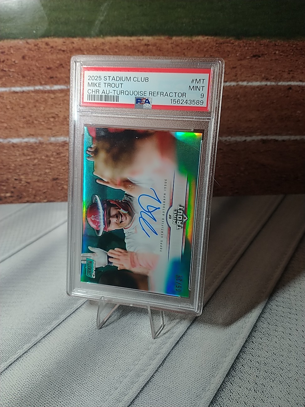 2025 Stadium Club Mike Trout Auto Chrome Turquoise Refractor 5/25 PSA 9🔥 POP 1 view 5
