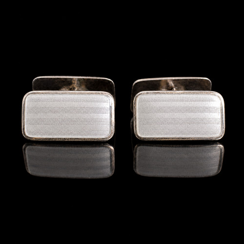 Askel Holmsen Norway Sterling Silver White Enamel Cufflinks Mid-Century Modern