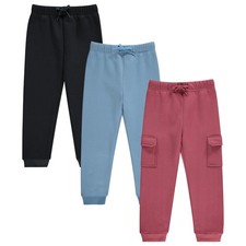 Girls Fleece Joggers 3 Pack Soft CVC Cotton Blend Pants for Kids Jetbk Size 4/5