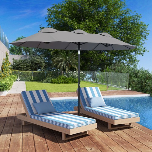 Outsunny Double-sided Patio Umbrella with Tilt Outdoor Umbrella