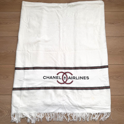 CHANEL AIRLINES ビーチタオル CHANEL Airlines 2016 CC Logo Terry Beach Towel White 100% Cotton