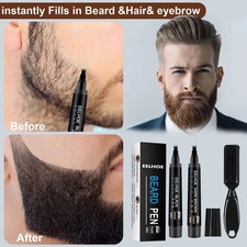 2  Waterproof Beard Pencil Filler Long Last Hair Grower Moustache Eyebrow Brush