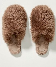 Anthropologie Fuzzy Mule Womens Size Large 10 - 11 Faux Fur Slippers Slides NWOB