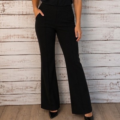 H&M Divided Black Pull On Flare Pants Women's US 8 Stretch Knit Dress Career