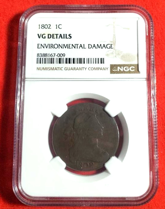 1802 Draped Bust Large Cent NGC VG Details Environment Damage *935*