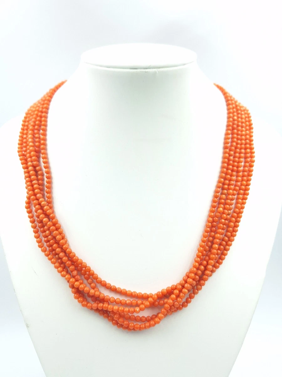 Collana In Corallo Arancio, Perle, Granato - Foto 5