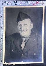 Army Soldier Portrait Military Uniform Shirt Tie Vintage BW Photo Snapshot