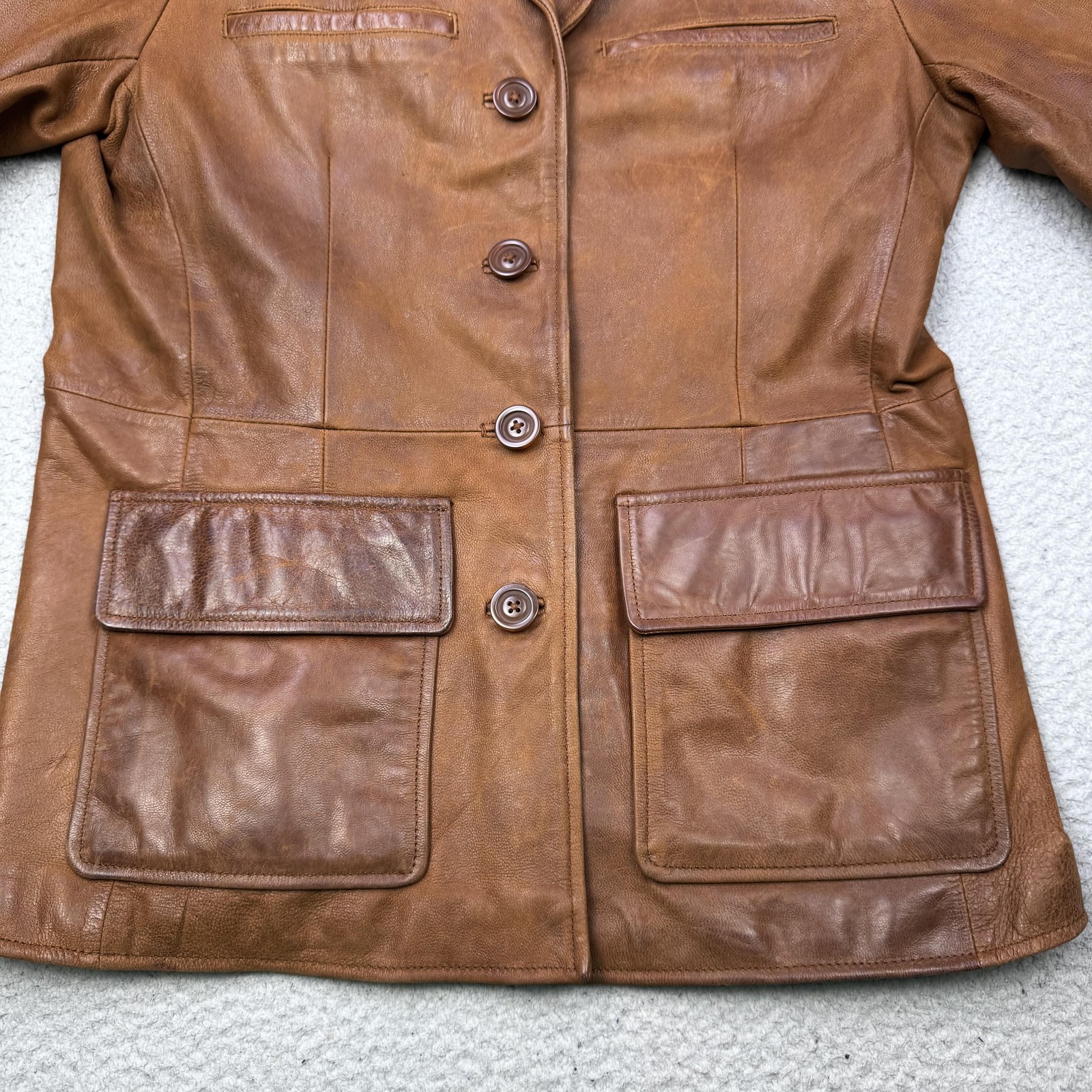 Mossimo Leather Jacket Womens Medium Button Front… - image 4