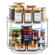 2 Tier Non-Skid Acrylic Lazy Susan Turntable Organizer - Rotating Spice Rack - S