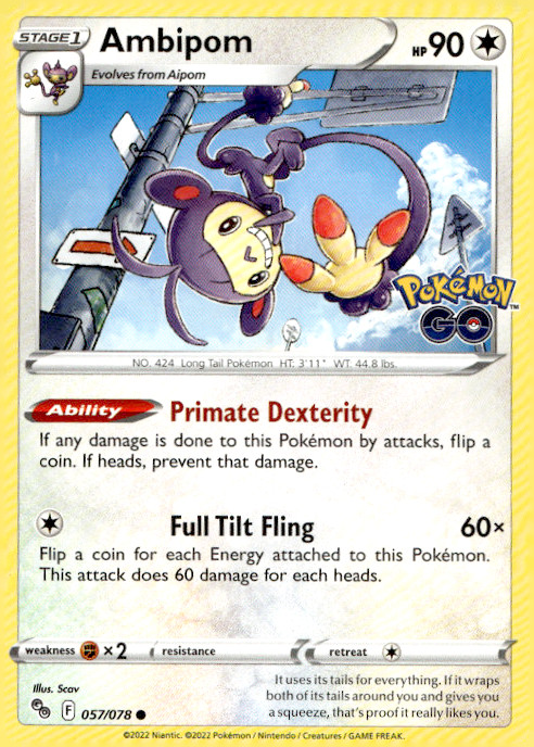 Ambipom 057/078 Common Regular Pokemon GO NM