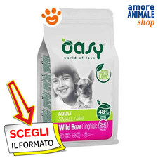 Oasy Dog Adult Small/Mini Monoproteico Cinghiale Cibo Secco Cani 800 Gr/2,5 Kg