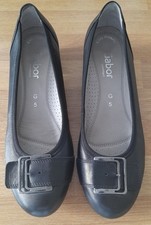 FABULOUS LADIES GABOR BLACK LEATHER COURT SHOES - BUCKLE DETAIL SIZE 5 G - BNWOB