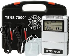TENS 7000 2-Channel Handheld TENS Unit w/ Carry Case, Pads, Leads, Battery