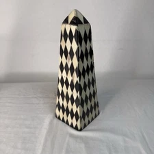 Vintage Boho Harlequin Tessellated Stone Obelisk