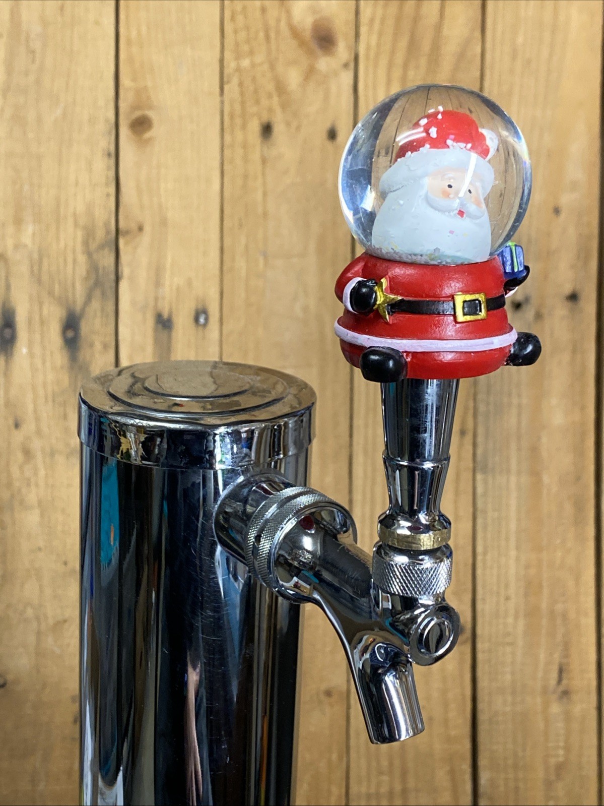 Christmas Beer Tap Handle Mini 3.5 Inch tall Santa Claus Snow Globe Xmas Knob